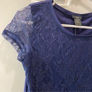Ann Taylor Navy Lace Blouse NWT